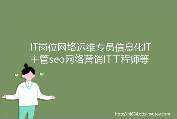 IT岗位网络运维专员信息化IT主管seo网络营销IT工程师等