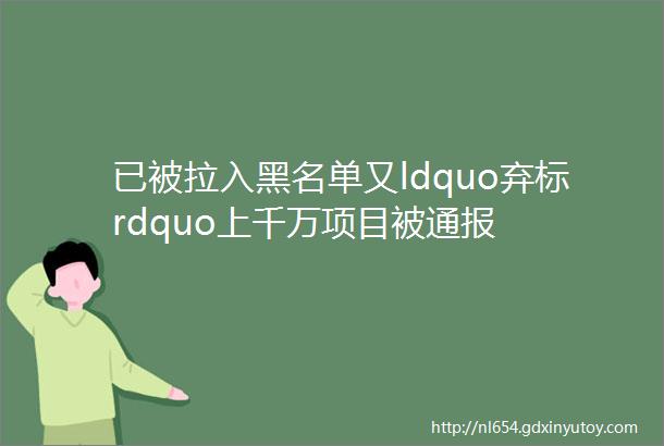 已被拉入黑名单又ldquo弃标rdquo上千万项目被通报